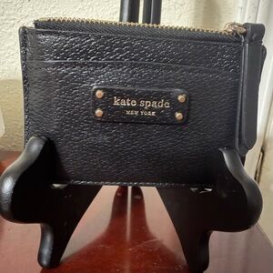 Kate Spade Black and Gold Zipper Pouch Ang card holder